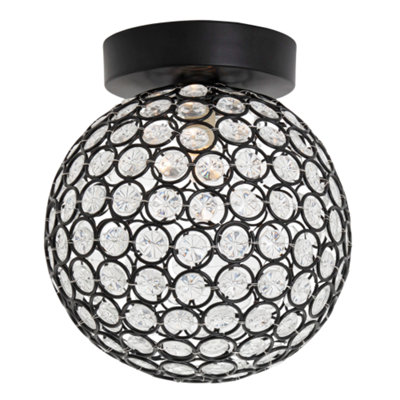 Happy Homewares Modern Matte Black And Clear Beaded Glass Ip44 Rated Bathroom Ceiling Light from B&Q