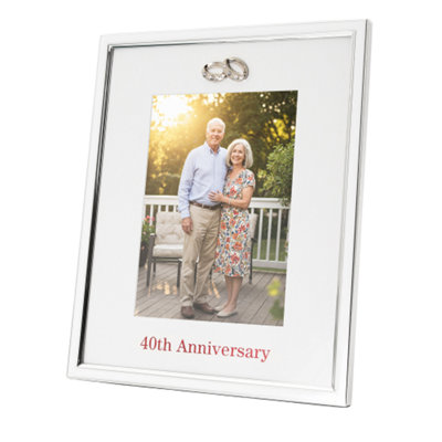 Happy Homewares 40Th Anniversary 5X7 Silver Frame With Diamante Rings from B&Q