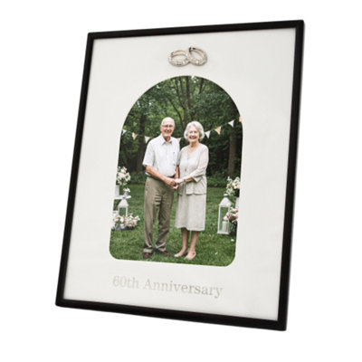 Happy Homewares 60Th Anniversary Matte Black 5X7 Picture Frame With Diamante Rings from B&Q