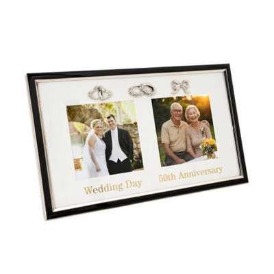 Happy Homewares 50Th Anniversary And Wedding Day Picture Frame In And With Icons Silver/Black
