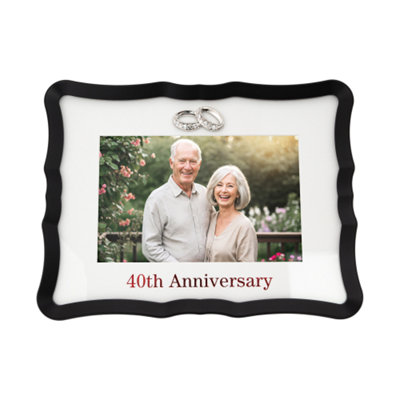 Happy Homewares 40Th Anniversary Landscape 4X6 Frame With Red Text And Silver Rings from B&Q