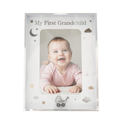 Happy Homewares Grandchild Plated Frame With And Stars And Clouds Silver/Gold