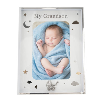Happy Homewares Grandson Plated 4X6 Frame With And Stars And Clouds Silver/Gold