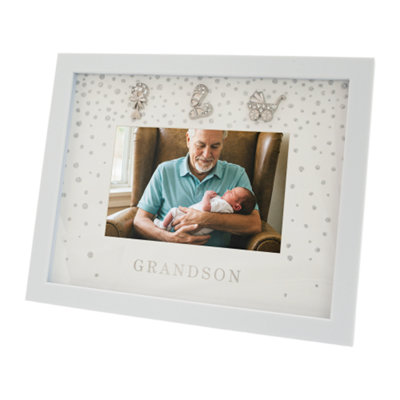 Happy Homewares Modern Grandson 4X6 White Picture Frame With Silver Foil Falling Dots from B&Q