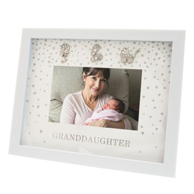 Happy Homewares Modern Granddaughter 4X6 Frame With Foil Falling Dots White/Silver