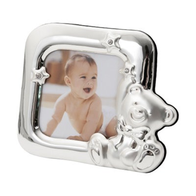 Happy Homewares Square Shaped Teddy Bear Baby Photo Frame With Small Diamante Stars from B&Q