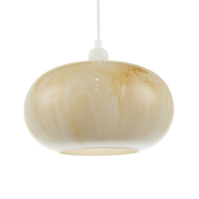 Happy Homewares Amber Tinted Alabaster Glass Pendant Shade With Marble Effect Finish from B&Q