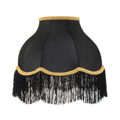 Happy Homewares Classic Chic Victorian Style Lamp Shade In Elasticated Fabric Black