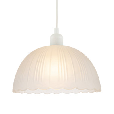 Happy Homewares Classic Frosted White Pendant Shade With Fluted Edge And Etched Lines from B&Q
