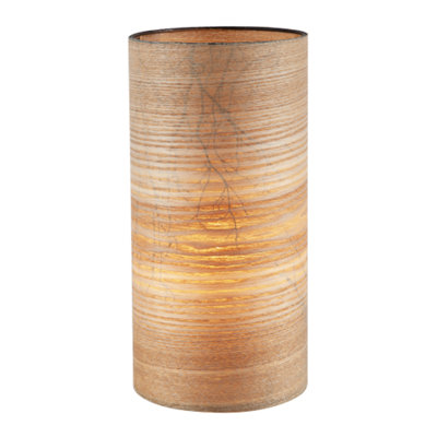 Happy Homewares Bamboo Wood Effect Table Lamp With Black Woodland Trees Inner Lining from B&Q