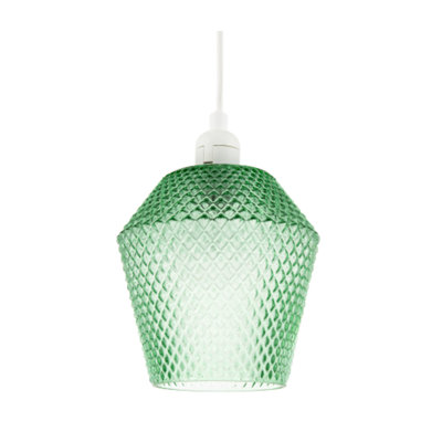 Happy Homewares Green Modern And Compact Diamond Design Emerald Glass Pendant Shade 17Cm
