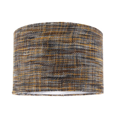 Happy Homewares Burgundy/Grey Vintage Lined Linen Fabric Lamp Shade In Mustard And 20Cm