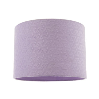 Happy Homewares Lilac Modern Velvet Fabric Drum Lampshade With Inner Cotton Lining 18Cm