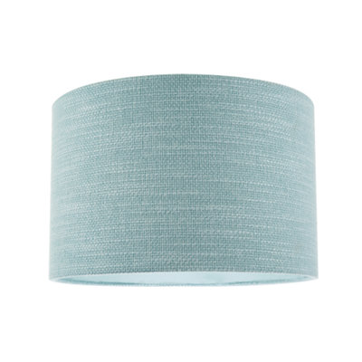 Happy Homewares Light/Blue Designer Bobbled And Textured Linen Lamp Shade In Duck Egg 20Cm