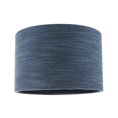Happy Homewares Blue Designer Bobbled And Textured Linen Lamp Shade In Navy Midnight 20Cm