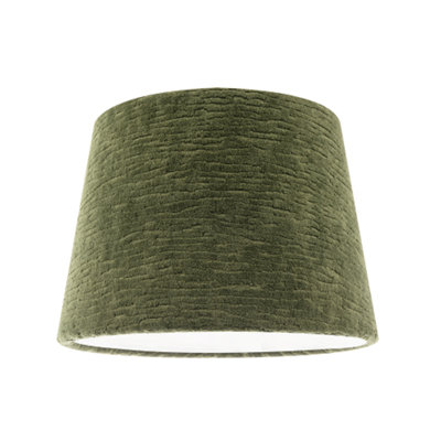 Happy Homewares Thick Lined Textured Forest Velvet Lamp Shade With Satin Inner Green