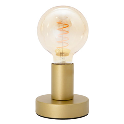 Happy Homewares Satin Gold Bulb Holder Table Lamp To Showcase Vintage Filament Bulbs from B&Q