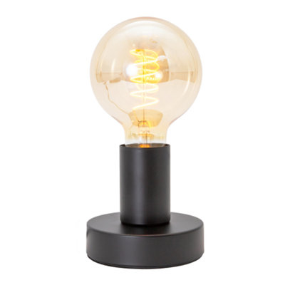 Happy Homewares Matte Black Bulb Holder Table Lamp To Showcase Vintage Filament Bulbs from B&Q