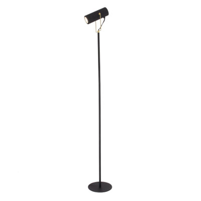 B&Q -  Modern Spot Floor Lamp In Matte Black And Gold With Adjustable Head - Image 4
