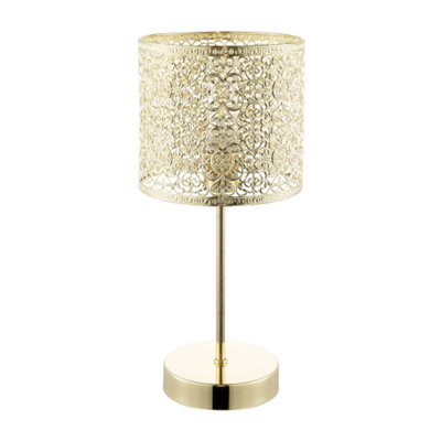 Happy Homewares Classic Chic Moroccan Themed Shiny Gold Table Lamp With Inline Switch from B&Q