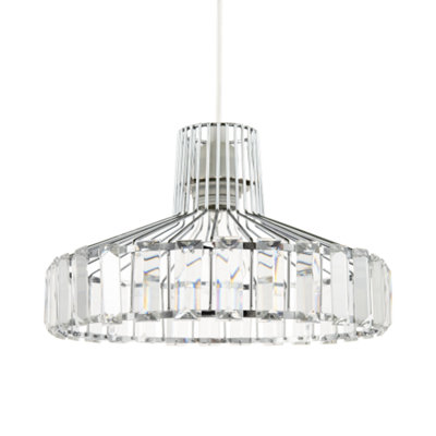 Happy Homewares Modern Chrome Plated Easy Fit Pendant Shade With Clear Acrylic Prisms from B&Q