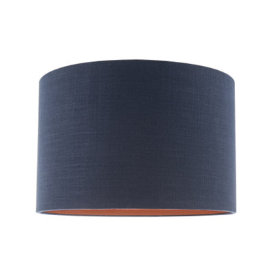 Happy Homewares Blue/Gold Modern Midnight Cotton Lamp Shade With Brushed Inner Lining 20Cm