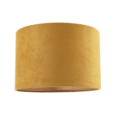 Happy Homewares Gold/Light Contemporary Thin Lined Mustard Soft Velvet Fabric Round Lamp Shade 20Cm