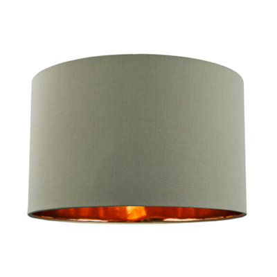 Happy Homewares Olive Cotton 14 Table/Pendant Lampshade With Shiny Copper Inner Green