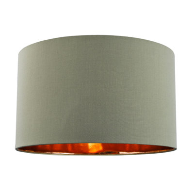 Happy Homewares Olive Cotton 16 Floor/Pendant Lampshade With Shiny Copper Inner Green