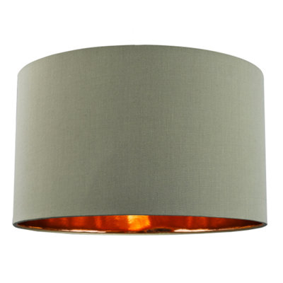 Happy Homewares Olive Cotton 20 Floor/Pendant Lampshade With Shiny Copper Inner Green