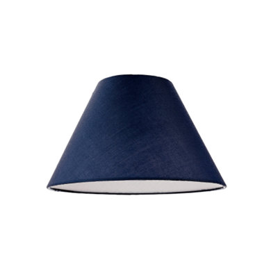 Happy Homewares Traditional 8 Inch Midnight Cotton Fabric Coolie Lamp Shade Blue
