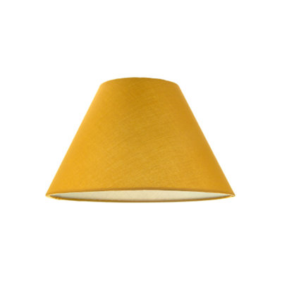 Happy Homewares Traditional 8 Inch Mustard Ochre Cotton Fabric Coolie Lamp Shade from B&Q