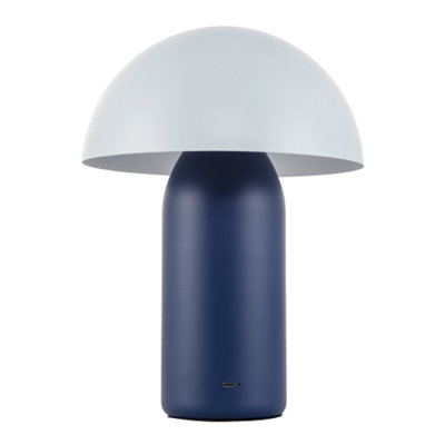 Happy Homewares Modern Rechargeable Mushroom Lamp In Two Tone Blue With Touch Button from B&Q