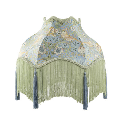 Happy Homewares Vintage Victorian Shabby Chic Lamp Shade In Emerald And Green/Blue