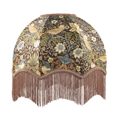 Happy Homewares Green/Blue Victorian Designed Vintage Lamp Shade With And Floral Decor 19Cm