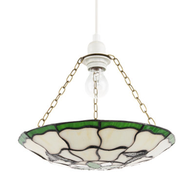 Happy Homewares Traditional Butterfly Tiffany Glass Pendant Lighting Shade Green