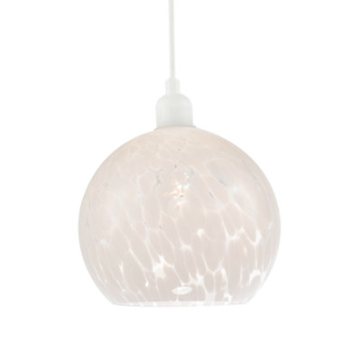 Happy Homewares White Modern Opal Snowflake Glass Pendant Ceiling Lamp Shade 20Cm