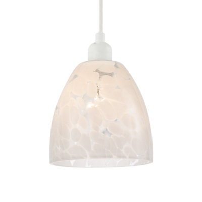 Happy Homewares White Cylindrical Opal Snowflake Glass Pendant Lighting Shade 25Cm