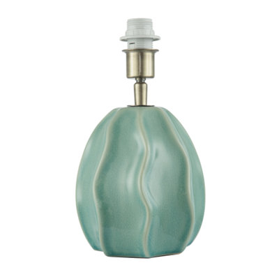 Happy Homewares Duck Egg Gloss Ripple Ceramic Table Lamp Base With Crackle Design from B&Q