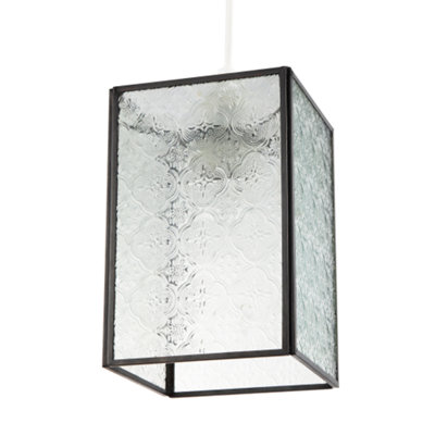 Happy Homewares Vintage Traditional Pendant Shade With Clear Moroccan Glass Bronze