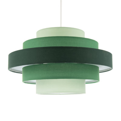 Happy Homewares Five Tier Pendant Lighting Shade With Various Green Cotton Rings from B&Q