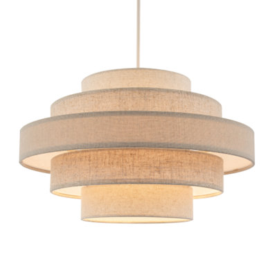 Happy Homewares Beige Five Tier Pendant Lighting Shade With Natural Oatmeal And Linen 20Cm