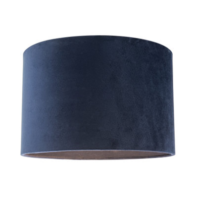 Happy Homewares Blue Soft Velvet Midnight Fabric Round Lamp Shade For Table Or Pendant 20Cm