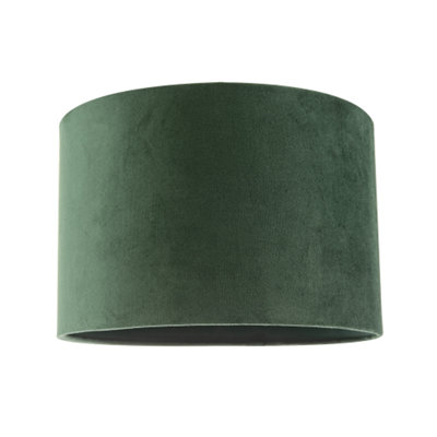 Happy Homewares Soft Velvet Forest Fabric Round Lamp Shade For Table Or Pendant Green