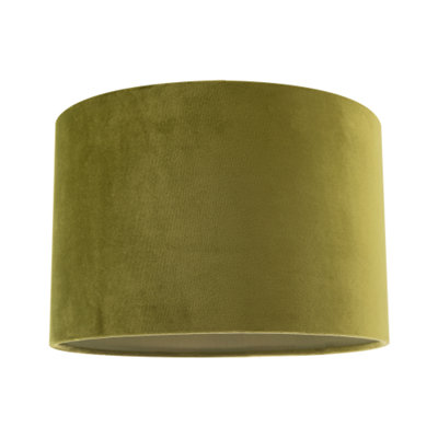Happy Homewares Soft Velvet Olive Fabric Round Lamp Shade For Table Or Pendant Green
