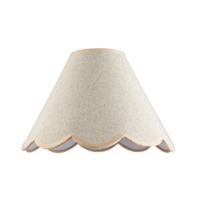 Happy Homewares Pink Scallop Edge Natural Textured Linen Coolie Lamp Shade With Trims 20Cm