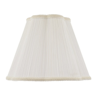 Happy Homewares Victorian Pleated Faux Silk Lamp Shade With Embroidered Trims White