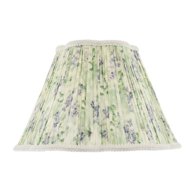 Happy Homewares Green/Blue And Floral Victorian Scallop Shade With Embroidered Trims 22Cm