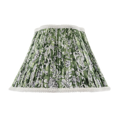 Happy Homewares Emerald And Floral Victorian Lamp Shade With Embroidery Green/White