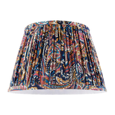 B&Q -  Colourful Pleated Cotton Fabric Lamp Shade With Ornate Floral Design